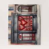 Waterverf oude stad Valentijnsdag winkel Legpuzzel (Verticaal)