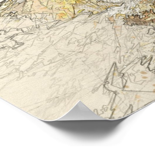 Waterverf Oude Theatre van Athene, Griekenland Poster (Hoek)