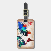 Waterverf oude wereldkaart schattig bagagelabel (Voorkant verticaal)