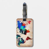 Waterverf oude wereldkaart schattig bagagelabel (Achterkant verticaal)