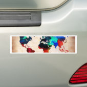 Waterverf oude wereldkaart schattig bumpersticker (Op auto)
