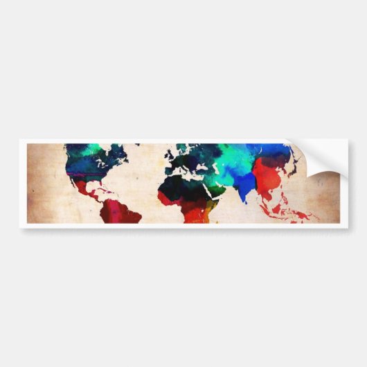 Waterverf oude wereldkaart schattig bumpersticker (Voorkant)