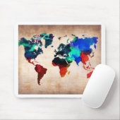Waterverf oude wereldkaart schattig muismat (Met muis)