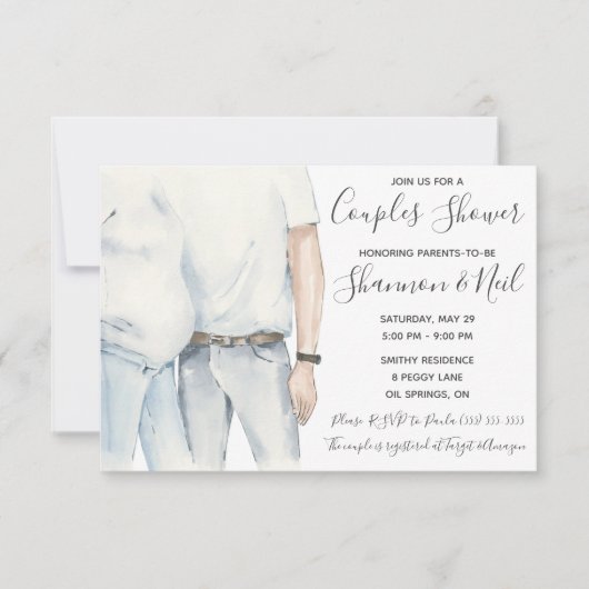 Waterverf Ouders die het Baby shower van een paar  Kaart (Voorkant)