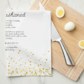 Waterverf ouderwets aangepaste cocktailrecept theedoek (Quarter Fold)