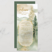 Waterverf Outdoor Pine Trees Forest Wedding Menu (Voorkant / Achterkant)