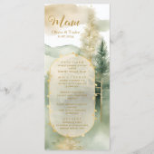 Waterverf Outdoor Pine Trees Forest Wedding Menu (Voorkant)