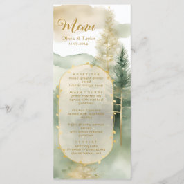 Waterverf Outdoor Pine Trees Forest Wedding Menu