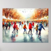 Waterverf Outdoor schaatsplek Poster (Voorkant)