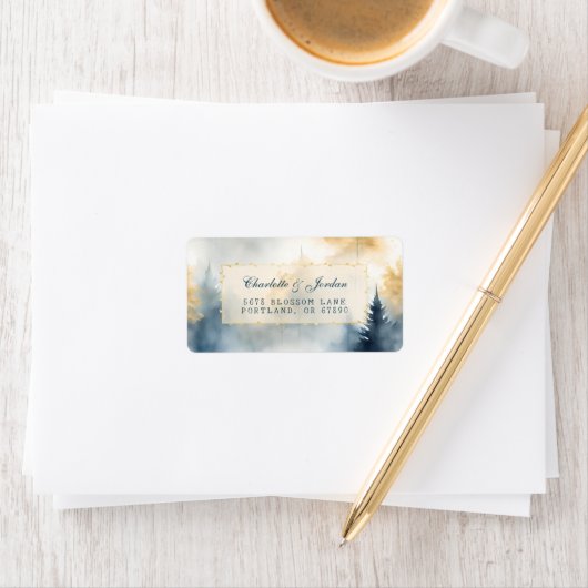 Waterverf Outdoor Woodland Trees Forest Rustic Etiket (Insitu)