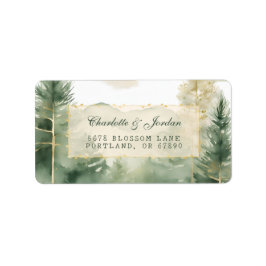 Waterverf Outdoor Woodland Trees Rustic Forest Etiket