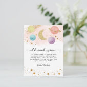 Waterverf Outer Space Two the Moon Dank je kaart (Staand voorkant)