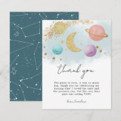 Waterverf Outer Space Two the Moon Dank je kaart (Voorkant / Achterkant)