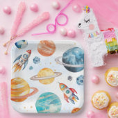 Waterverf Outer Space Verjaardagsfeestje Borden Papieren Bordje (Feest)