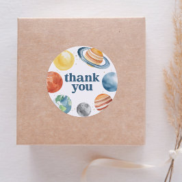 Waterverf Outer Space verjaardagsfeestje Ronde Sticker