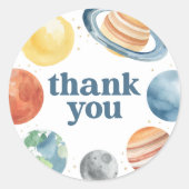 Waterverf Outer Space verjaardagsfeestje Ronde Sticker (Voorkant)