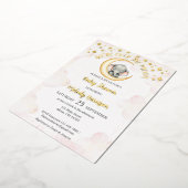 Waterverf over de maan olifant Baby shower Folie Uitnodiging (Gedraaid)