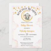 Waterverf over de maan olifant Baby shower Kaart (Voorkant / Achterkant)