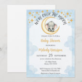 Waterverf over de maan olifant Baby shower Kaart (Voorkant / Achterkant)