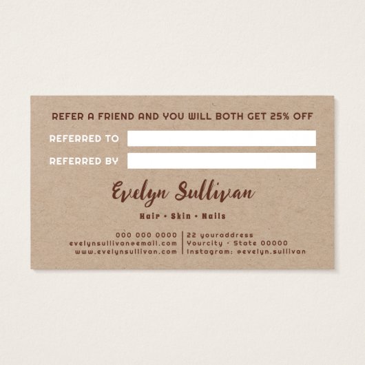 Waterverf over de verwijzingskaart voor kraftpapie visitekaartje (Achterkant)