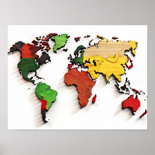 Waterverf over het Poster van de Wereldkaart van h (Voorkant)