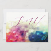 Waterverf over Moon Couple Foto Ombre Wedding Kaart (Achterkant)