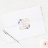 Waterverf overdadig boeket blos en blauw bloemen vierkante sticker (Envelop)