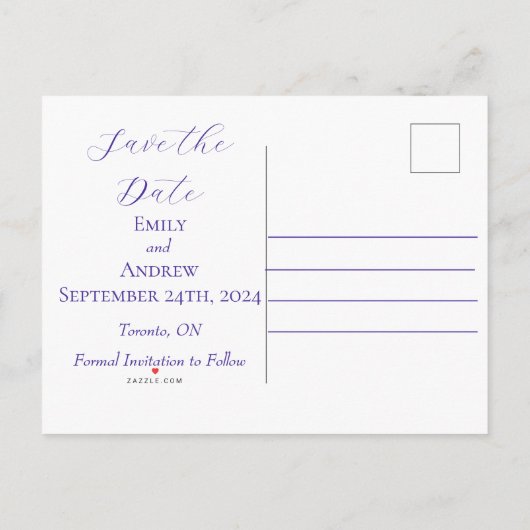 Waterverf overtreden Datum huwelijk opslaan Uitnodiging Briefkaart (Achterkant)