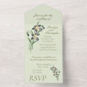  Waterverf Overtredingen Sage Green Wedding All In One Uitnodiging (Binnen)