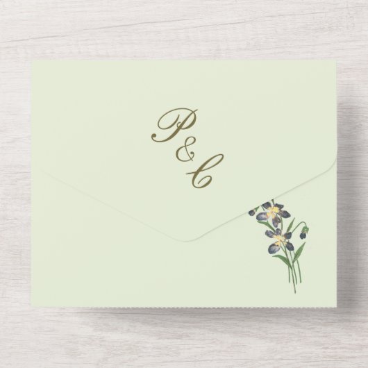  Waterverf Overtredingen Sage Green Wedding All In One Uitnodiging (Achterkant)