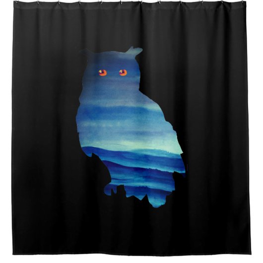 Waterverf Owl Art Douchegordijn (Voorkant)