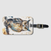 Waterverf Owl Bagagelabel (Voorkant (horizontaal))