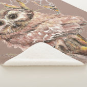 Waterverf Owl Bird Wildlife Art Sherpa Blanket Sherpa Deken (3/4)