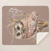 Waterverf Owl Bird Wildlife Art Sherpa Blanket Sherpa Deken (Voorkant (horizontaal))