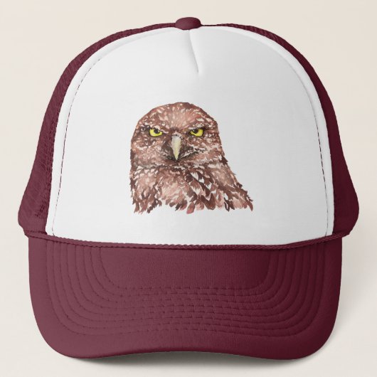 Waterverf Owl Bird Wildlife Natuur Grumpy Trucker Pet (Voorkant)