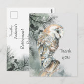 Waterverf Owl Bird Wildlife Natuur Hartelijk dank Briefkaart (Voorkant / Achterkant)
