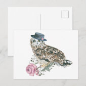 Waterverf Owl Briefkaart (Voorkant / Achterkant)