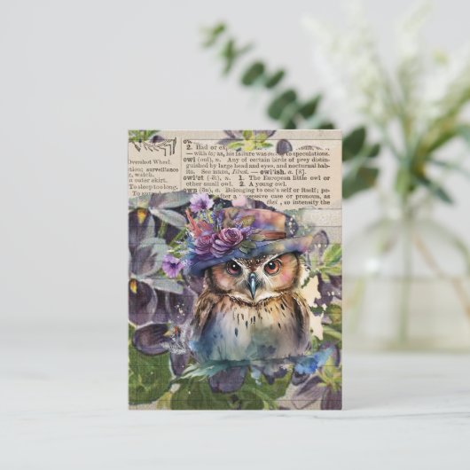 Waterverf Owl Briefkaart (Staand voorkant)