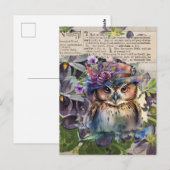 Waterverf Owl  Briefkaart (Voorkant / Achterkant)