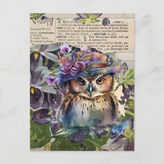 Waterverf Owl  Briefkaart (Voorkant)