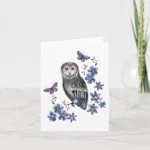 Waterverf Owl, Butterflies en Flowers Noteer Kaart (Voorkant)