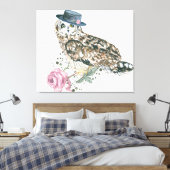 Waterverf Owl Canvas Afdruk (Insitu (Slaapkamer))