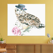 Waterverf Owl Canvas Afdruk (Insitu (Woonkamer))