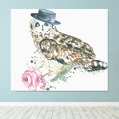 Waterverf Owl Canvas Afdruk (Insitu (Houten vloer))