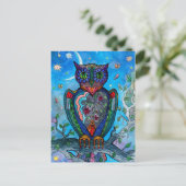 Waterverf Owl fantasie illustratie. sprookje Briefkaart (Staand voorkant)