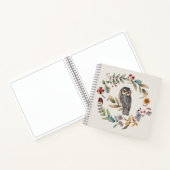 Waterverf Owl Floral Wreath Notitieboek (Binnen)