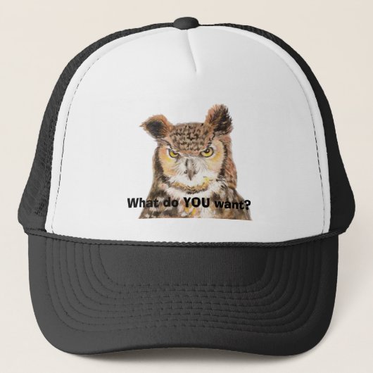 Waterverf Owl Fun Wat wil je? Grumpy Trucker Pet (Voorkant)