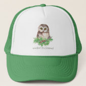 Waterverf Owl Funny Woo Hoo Het is kerstcitaat Trucker Pet (Voorkant)