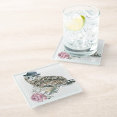 Waterverf Owl Glazen Onderzetter (Schuin)