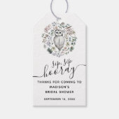 Waterverf Owl Greenery Vrijgezellenfeest Cadeaulabel (Voorkant)